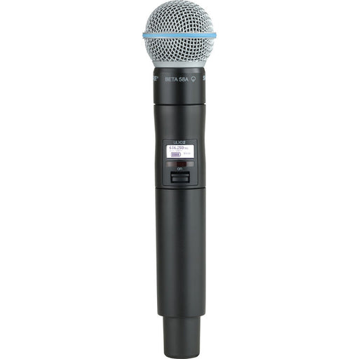Shure ULXD2/B58 V50 VHF digital handheld wireless microphone transmitter with Beta 58A capsule for live vocals and broadcast