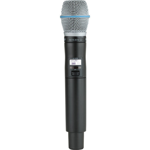 Shure ULXD2/B87A digital handheld wireless microphone transmitter with Beta 87A condenser capsule for professional vocal performance