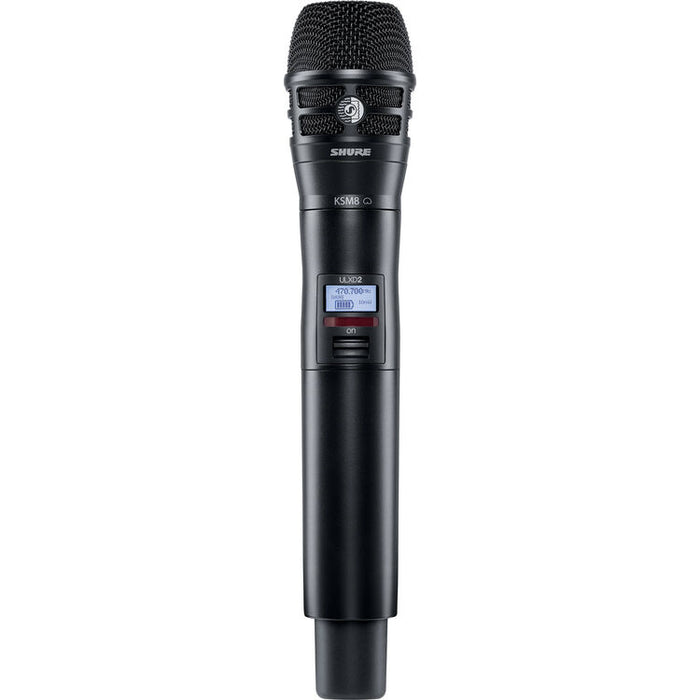 Shure ULXD2/K8B digital handheld wireless microphone with KSM8 dual-diaphragm dynamic capsule for professional vocal performance