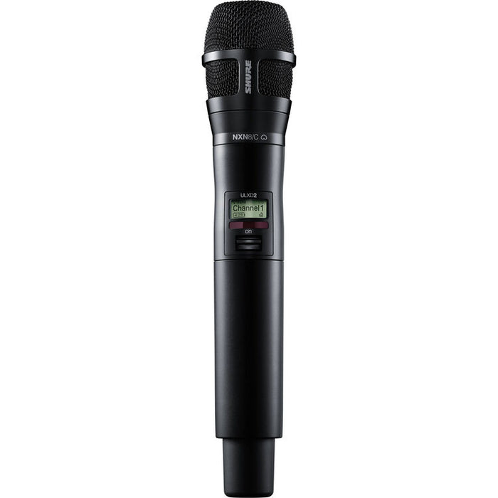 Shure ULXD2/N8CB digital handheld wireless microphone with Nexadyne 8/C cardioid capsule for professional vocal performance
