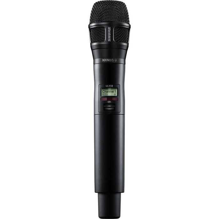 Shure ULXD2/N8SB digital handheld wireless microphone with Nexadyne 8/S supercardioid capsule for professional vocal performance