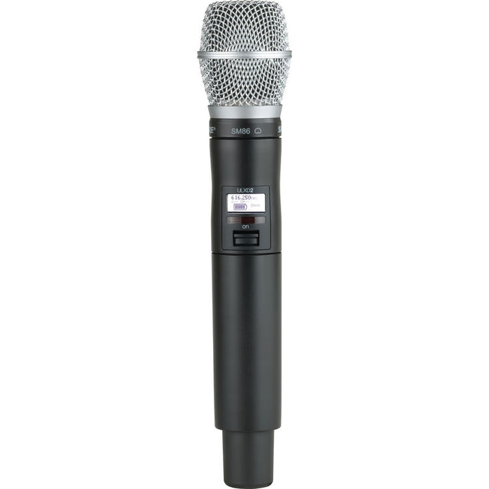 Shure ULXD2/SM86 VHF digital handheld wireless microphone with SM86 condenser capsule for professional vocal performance