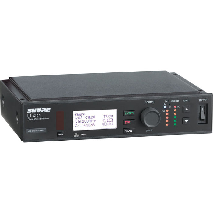 Shure ULXD4 V50 single-channel VHF digital wireless receiver for professional audio and broadcast systems