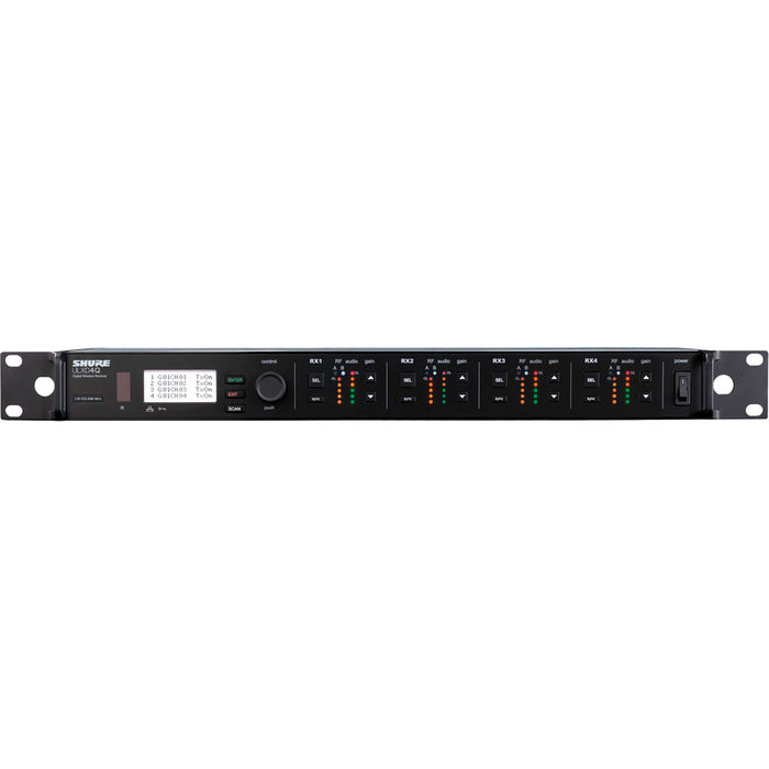Shure ULXD4Q Quad-Channel Digital Wireless Receiver G50 470 to 534 MHz front panel