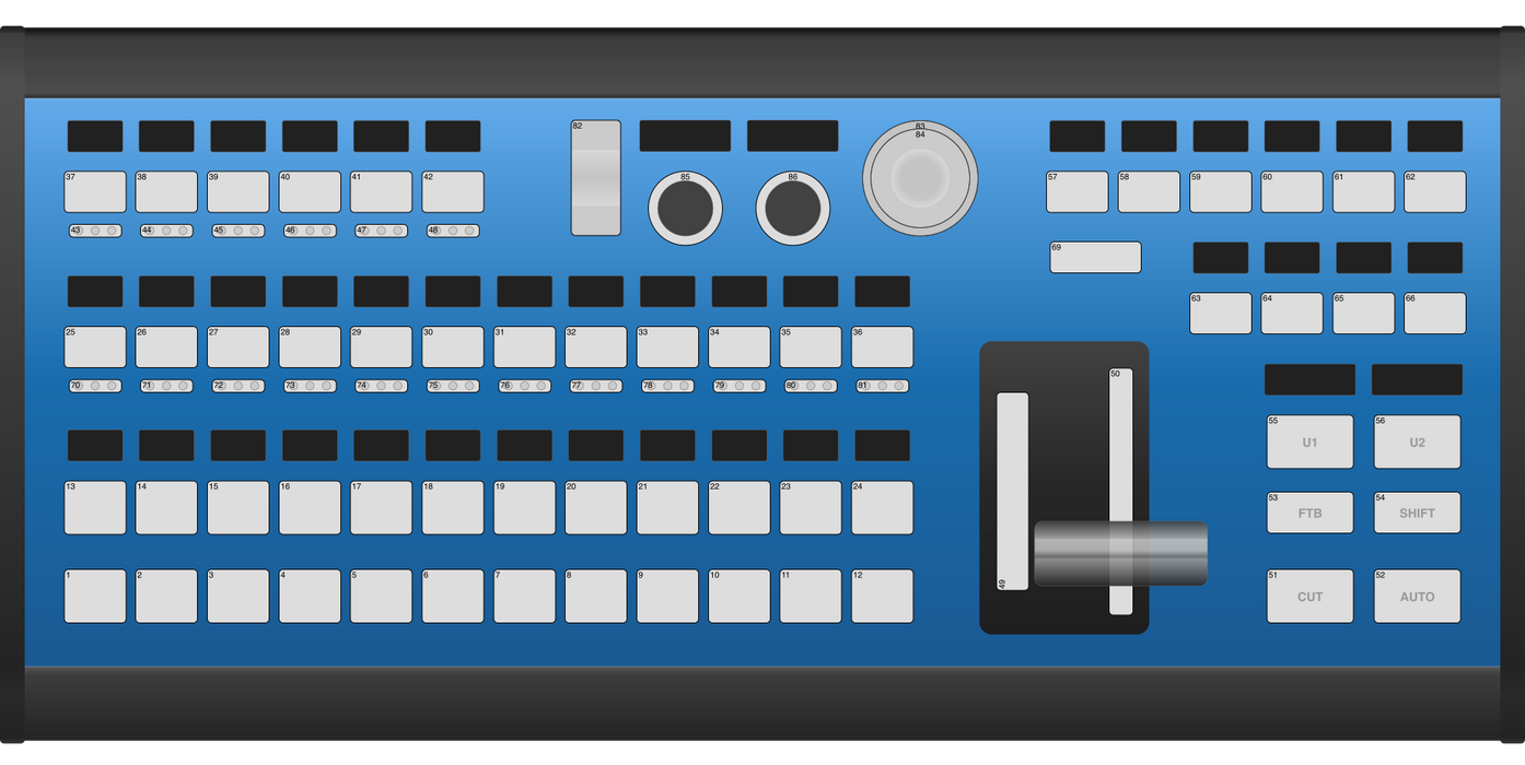 Skaarhoj AIR-FLY-PRO-V3B Broadcast Control Panel with customizable buttons and T-bar for professional video production.