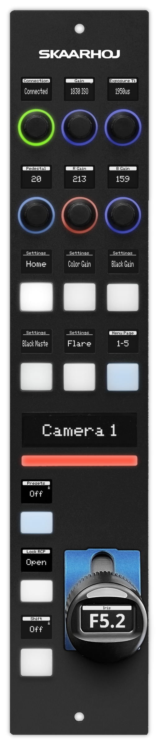 Skaarhoj RCP-MINI-V1B-BK Remote Control Panel in Black for Broadcasting and Video Production