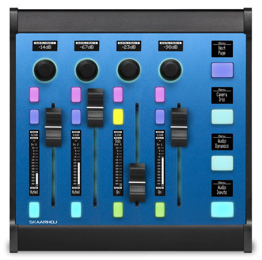 Skaarhoj WAVE-BOARD-V2B control surface with customizable buttons and knobs for professional broadcast production