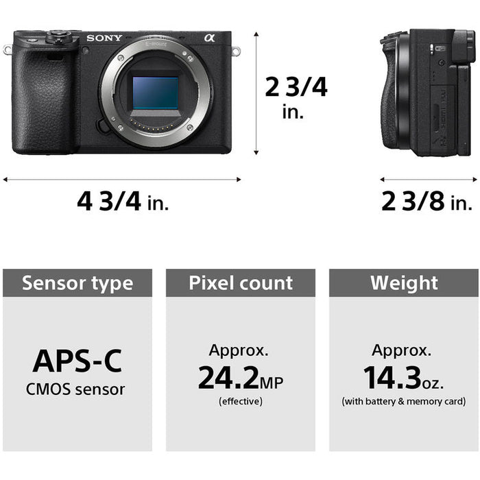 Sony a6400 mirrorless camera with 18-135mm lens ILCE-6400/B APS-C compact hybrid camera kit