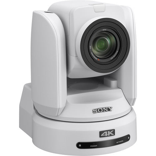 Sony BRC-X1000/WPW 4K PTZ Camera with 1.0-Type Exmor R CMOS Sensor, remote control, and smooth pan-tilt-zoom functionality.