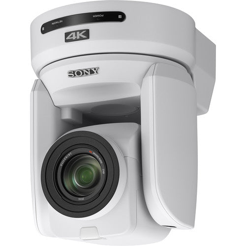 Sony BRC-X1000/WPW 4K PTZ Camera with 1.0-Type Exmor R CMOS Sensor, remote control, and smooth pan-tilt-zoom functionality.