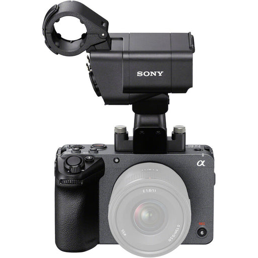 Sony FX30 cinema camera with XLR handle unit featuring Super 35 sensor, 4K recording, and professional audio inputs