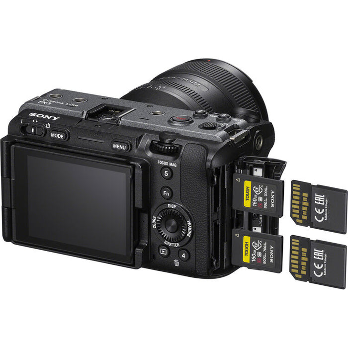 Sony FX3A full-frame cinema camera with 4K recording, compact body, and professional video features