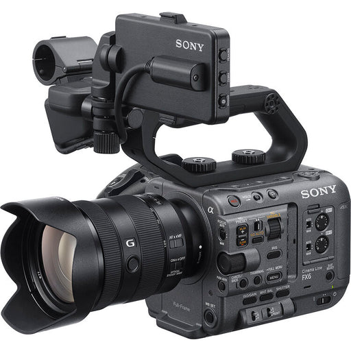 Sony FX6 cinema camera kit with 24-105mm lens featuring full-frame 4K recording and professional video capabilities