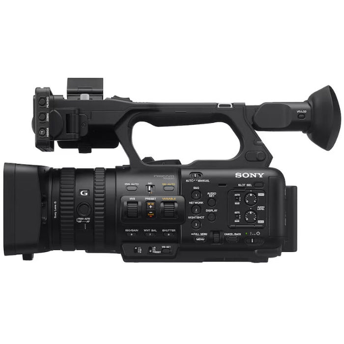 Sony HXR-NX800 4K NXCAM camcorder with 1-inch CMOS sensor, 20x zoom lens, and AI autofocus for professional video