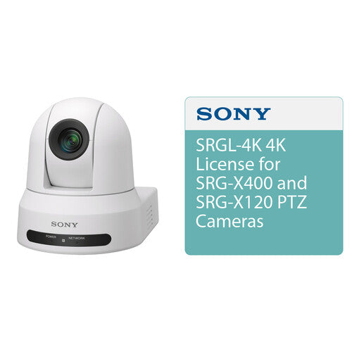 Sony SRG-X400W/N PTZ Camera with remote control, 4K upgrade capability, and 40x zoom