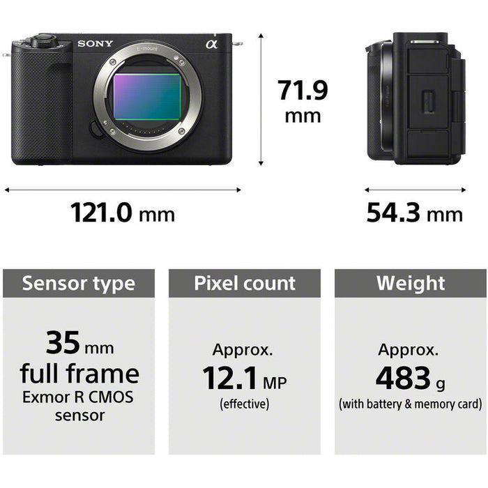 Sony ZV-E1 mirrorless camera with 28-60mm lens black ILC-ZVE1L-B full-frame vlog video camera