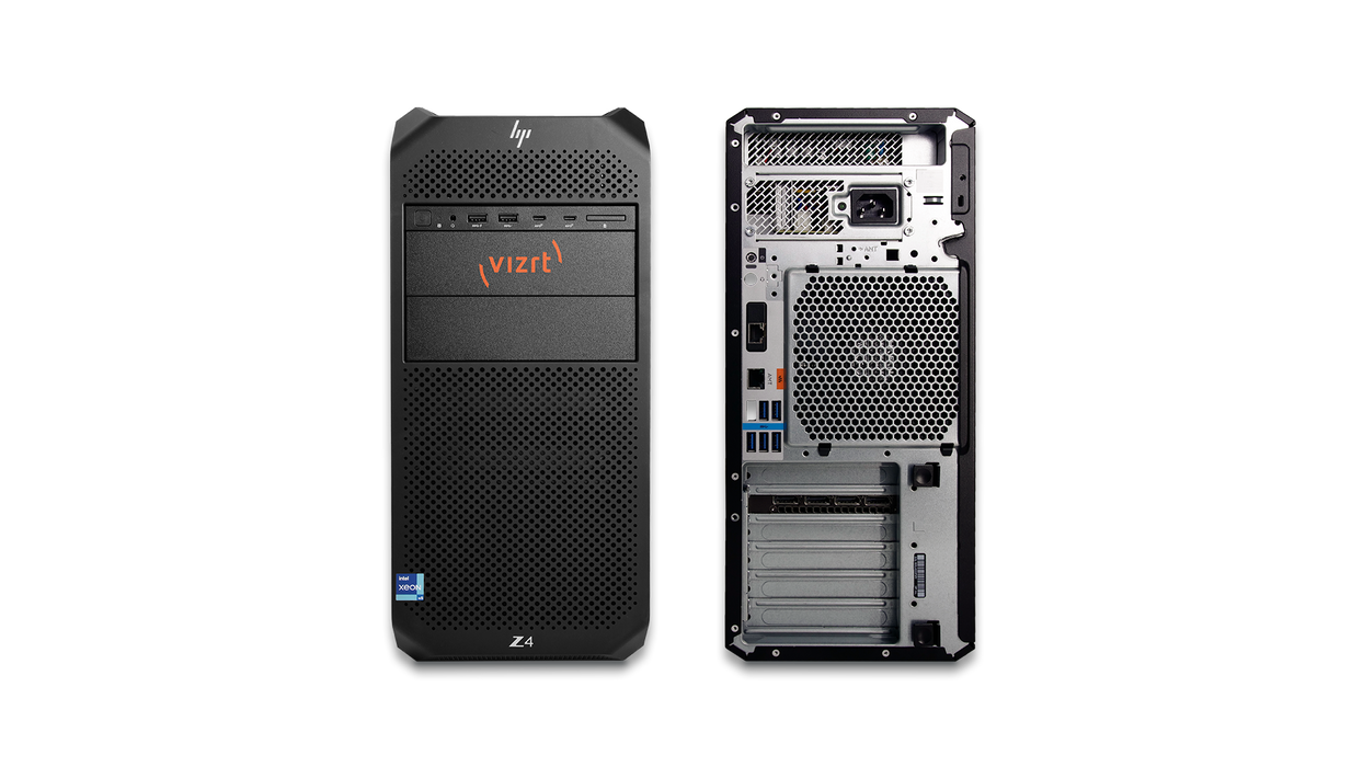 Back view of the TriCaster Vizion TCVIZIONT0IO professional live production system with 44 Input NDI, 0 12G SDI configuratble I/O, designed for high-performance broadcasting and streaming.