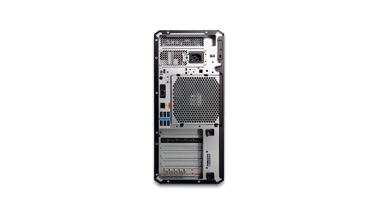 Back view of the TriCaster Vizion TCVIZIONT8IO professional live production system with 44 Input NDI, 8 12G SDI configuratble I/O, designed for high-performance broadcasting and streaming.