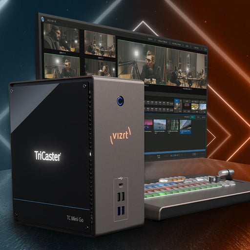 The TriCaster Mini Go Bundle (TCMGB) is a compact live production system designed for content creators seeking professional-grade streaming and recording capabilities. This bundle includes the TriCaster Mini Go unit, a dedicated control surface, and a convenient carrying case for portability. With support for up to four IP-based video inputs, integrated NDI® technology, and advanced features like Live Link for rendering web pages directly into your production, the TriCaster Mini Go offers a versatile soluti
