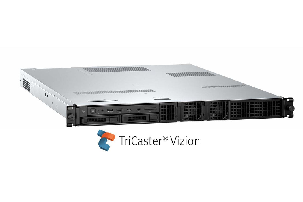 TriCaster Vizion TCVIZION1RU8IO professional 1RU live production system with 8-input 12G SDI capability, ideal for advanced broadcasting and streaming workflows