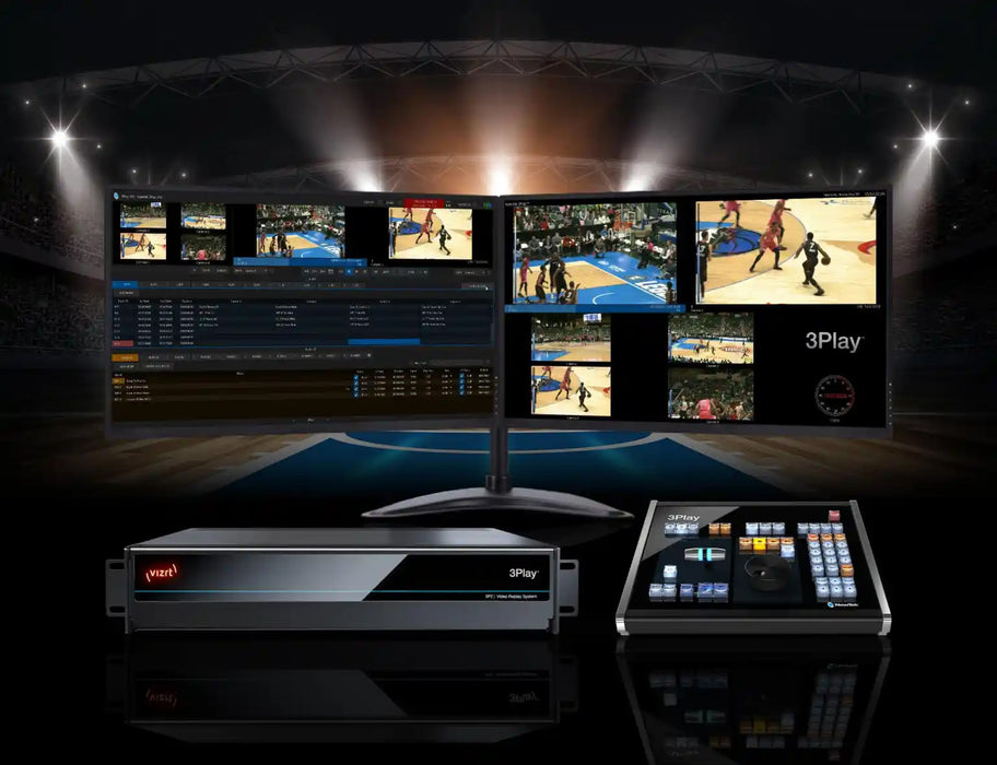 Vizrt 3P22RU 3Play 3P2 broadcast production system for live sports, offering advanced video replay and multi-channel playback capabilities.