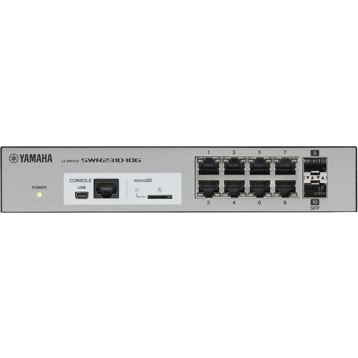Yamaha SWR2310-10G Layer 2 intelligent managed switch with 10 Gigabit RJ45 Ethernet ports for professional AV and enterprise networks.