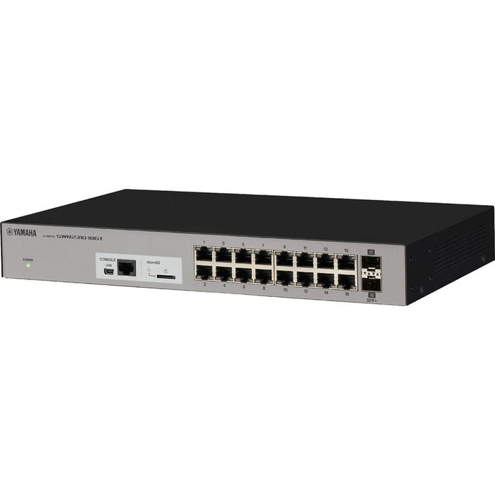 Yamaha SWR2310-18GT Layer 2 intelligent managed switch with 18 Gigabit Ethernet ports for professional AV and enterprise networking.