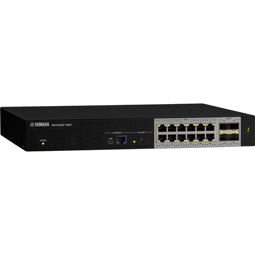 Yamaha SWX2322P-16MT Layer 2 intelligent managed switch with 16 Ethernet ports and Power over Ethernet support for AV and enterprise networks.