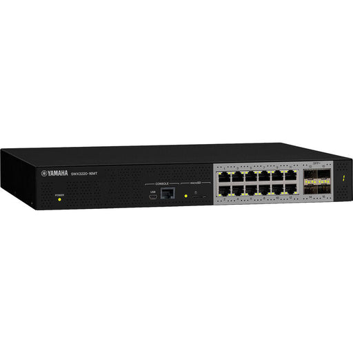 Yamaha SWX3220-16MT Layer 3 managed network switch with 16 multi-gigabit ports for professional AV and enterprise network applications.
